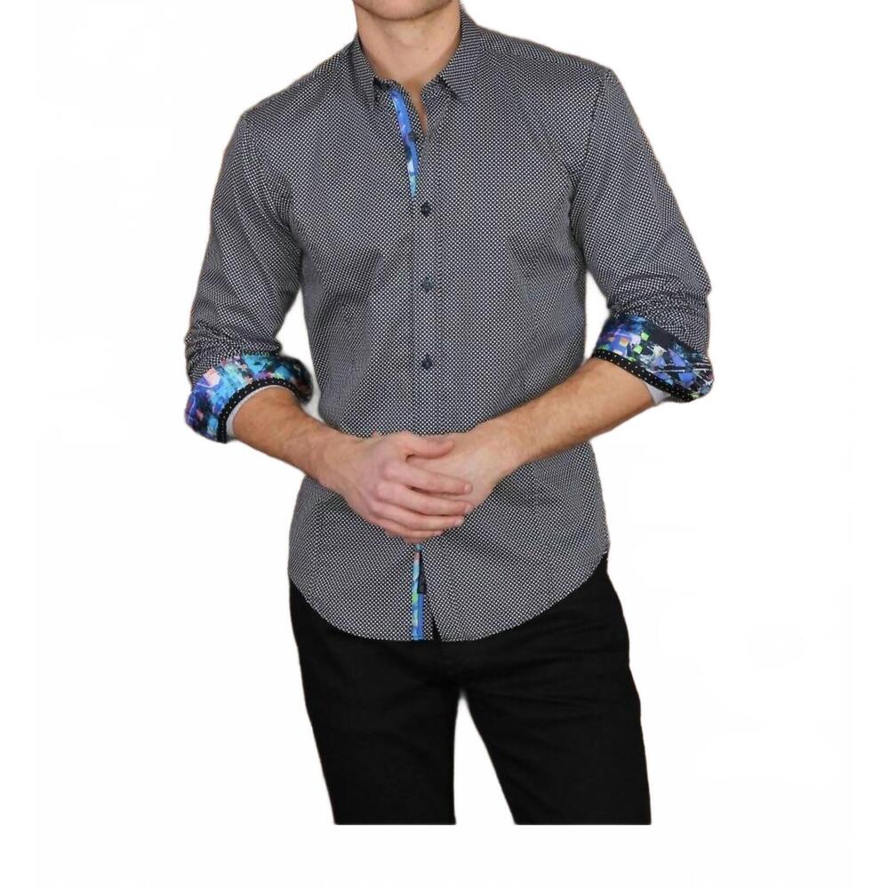 NEW EIGHT X checkered long sleeve shirt with colorful trim in black